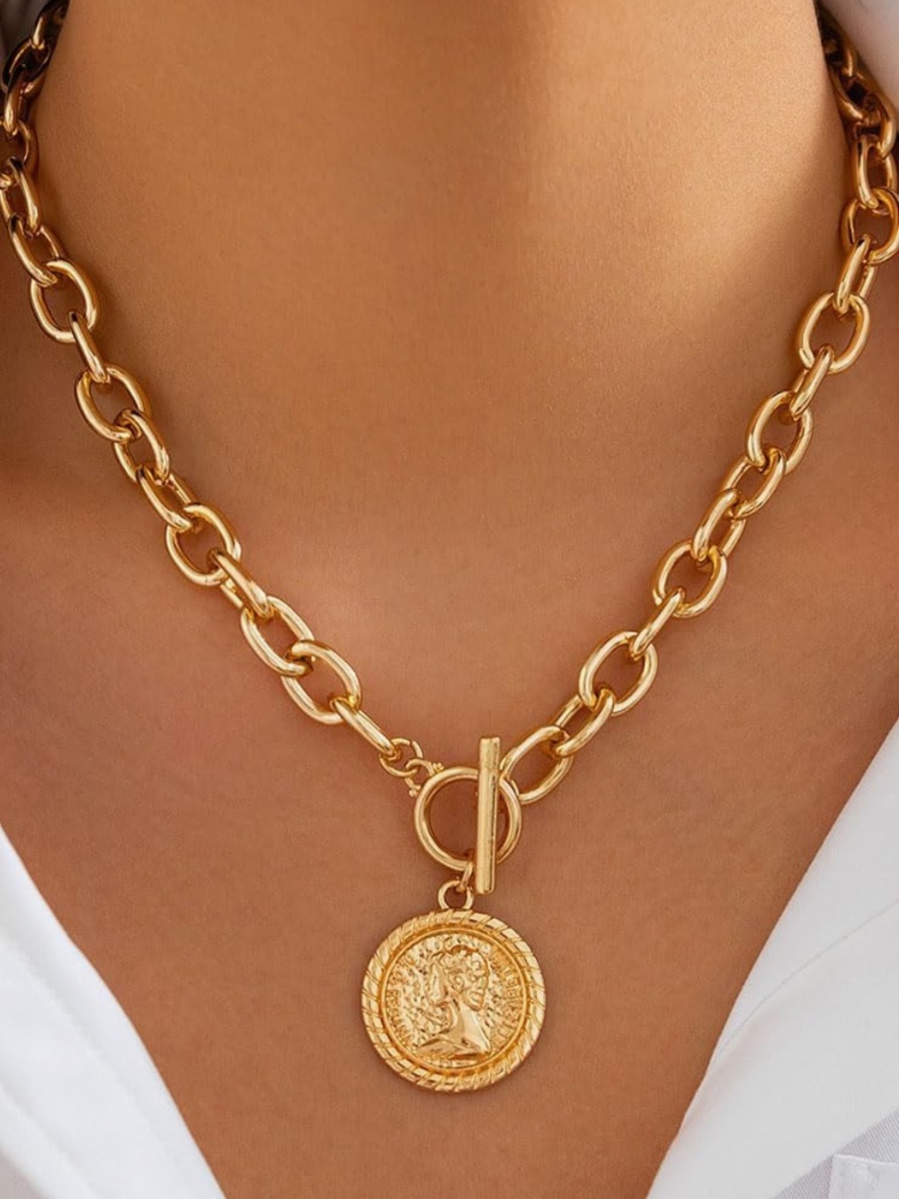 Vintage Gold Roman Coin Choker Necklace